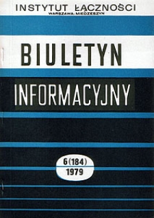 Wpływ troposfery na propagację fal radiowych w relacjach ziemia-satelita-ziemia. Biuletyn Informacyjny, 1979, nr 6 (184)