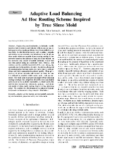 Adaptive Load Balancing Ad Hoc Routing Scheme Inspired by True Slime Mold, Journal of Telecommunications and Information Technology, 2019, nr 1