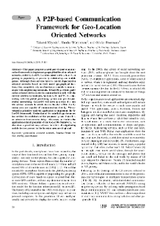 A P2P-based Communication Framework for Geo-Location Oriented Networks, Journal of Telecommunications and Information Technology, 2019, nr 1