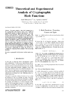 Theoretical and Experimental Analysis of Cryptographic Hash Functions, Journal of Telecommunications and Information Technology, 2019, nr 1