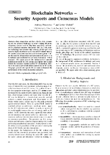 Blockchain Networks – Security Aspects and Consensus Models, Journal of Telecommunications and Information Technology, 2019, nr 2