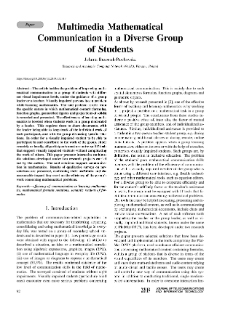 Multimedia Mathematical Communication in a Diverse Group of Students, Journal of Telecommunications and Information Technology, 2019, nr 2