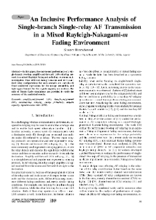 An Inclusive Performance Analysis of Single-branch Single-relay AF Transmission in a Mixed Rayleigh-Nakagami-m Fading Environment, Journal of Telecommunications and Information Technology, 2019, nr 3