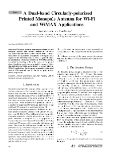 A Dual-band Circularly-polarized Printed Monopole Antenna for Wi-Fi and WiMAX Applications, Journal of Telecommunications and Information Technology, 2019, nr 4