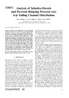 Analysis of Selective-Decode and Forward Relaying Protocol over κ-µ Fading Channel Distribution, Journal of Telecommunications and Information Technology, 2020, nr 1