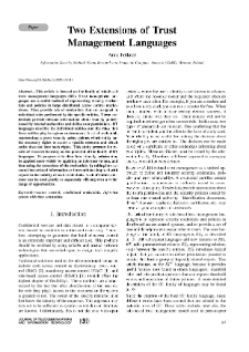 Two Extensions of Trust Management Languages, Journal of Telecommunications and Information Technology, 2020, nr 1