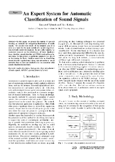 An Expert System for Automatic Classiﬁcation of Sound Signals, Journal of Telecommunications and Information Technology, 2020, nr 2