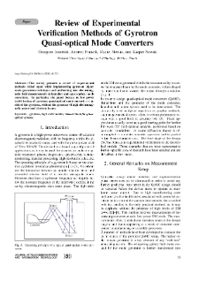 Review of Experimental Veriﬁcation Methods of Gyrotron Quasi-optical Mode Converters, Journal of Telecommunications and Information Technology, 2020, nr 3