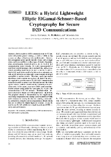 LEES: a Hybrid Lightweight Elliptic ElGamal-Schnorr-Based Cryptography for Secure D2D Communications, Journal of Telecommunications and Information Technology, 2021, nr 2