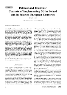 Political and Economic Contexts of Implementing 5G in Poland and in Selected European Countries, Journal of Telecommunications and Information Technology, 2021, nr 2