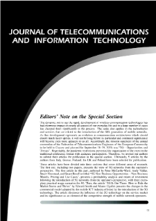 Editors’ Note on the Special Section, Journal of Telecommunications and Information Technology, 2021, nr 2