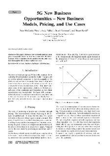 5G New Business Opportunities – New Business Models, Pricing, and Use Cases, Journal of Telecommunications and Information Technology, 2021, nr 2