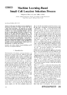 Machine Learning-Based Small Cell Location Selection Process, Journal of Telecommunications and Information Technology, 2021, nr 2