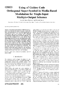 Using of Golden Code Orthogonal Super-Symbol in Media-Based Modulation for Single-Input Multiple-Output Schemes, Journal of Telecommunications and Information Technology, 2022, nr 2