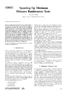 Speeding Up Minimum Distance Randomness Tests, Journal of Telecommunications and Information Technology, 2022, nr 2