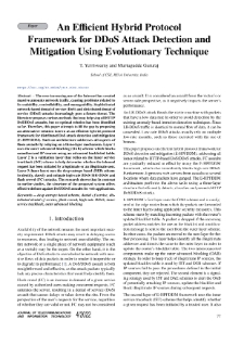 An Efficient Hybrid Protocol Framework for DDoS Attack Detection and Mitigation Using Evolutionary Technique, Journal of Telecommunications and Information Technology, 2022, nr 4