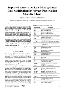 Improved Association Rule Mining-Based Data Sanitization for Privacy Preservation Model in Cloud, Journal of Telecommunications and Information Technology, 2023, nr 1