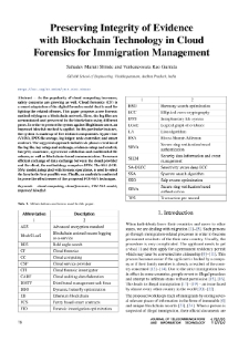 Preserving Integrity of Evidence with Blockchain Technology in Cloud Forensics for Immigration Management, Journal of Telecommunications and Information Technology, 2023, nr 1