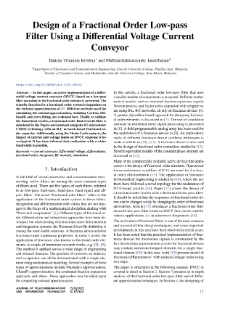 Design of a Fractional Order Low-pass Filter Using a Diﬀerential Voltage Current Conveyor, Journal of Telecommunications and Information Technology, 2023, nr 2