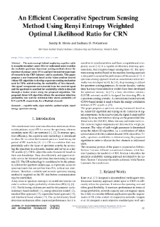 An Efficient Cooperative Spectrum Sensing Method Using Renyi Entropy Weighted Optimal Likelihood Ratio for CRN, Journal of Telecommunications and Information Technology, 2023, nr 3