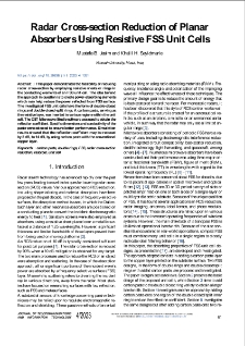 Radar Cross-section Reduction of Planar Absorbers Using Resistive FSS Unit Cells, Journal of Telecommunications and Information Technology, 2023, nr 4