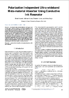 Polarization Independent Ultra-wideband Meta-material Absorber Using Conductive Ink Resonator, Journal of Telecommunications and Information Technology, 2024, nr 1