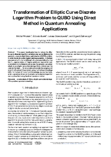 Transformation of Elliptic Curve Discrete Logarithm Problem to QUBO Using Direct Method in Quantum Annealing Applications, Journal of Telecommunications and Information Technology, 2024, nr 1