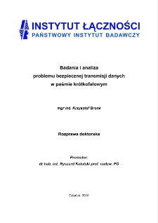 Badania i analiza problemu bezpiecznej transmisji danych w paśmie krótkofalowym