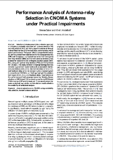 Performance Analysis of Antenna-Relay Selection in CNOMA Systems under Practical Impairments, Journal of Telecommunications and Information Technology, 2024, nr 3