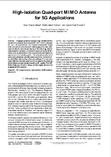 High-isolation Quad-port MIMO Antenna for 5G Applications, Journal of Telecommunications and Information Technology, 2024, nr 3