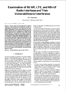 Examination of 5G NR, LTE, and NB-IoT Radio Interfaces and Their Vulnerabilities to Interference, Journal of Telecommunications and Information Technology, 2024, nr 4