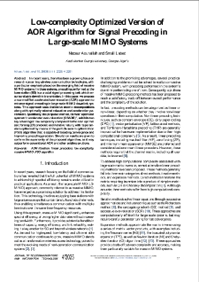 Low-complexity Optimized Version of AOR Algorithm for Signal Precoding in Large-scale MIMO Systems, Journal of Telecommunications and Information Technology, 2025