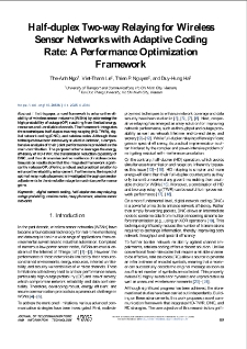 Half-duplex Two-way Relaying for Wireless Sensor Networks with Adaptive Coding Rate: A Performance Optimization Framework, Journal of Telecommunications and Information Technology, 2025