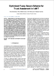 Optimized Fuzzy Secure Scheme for Trust Assessment in IoMT, Journal of Telecommunications and Information Technology, 2026, nr 2
