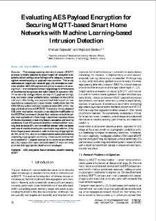 Evaluating AES Payload Encryption for Securing MQTT-based Smart Home Networks with Machine Learning-based Intrusion Detection, Journal of Telecommunications and Information Technology, 2026, nr 2
